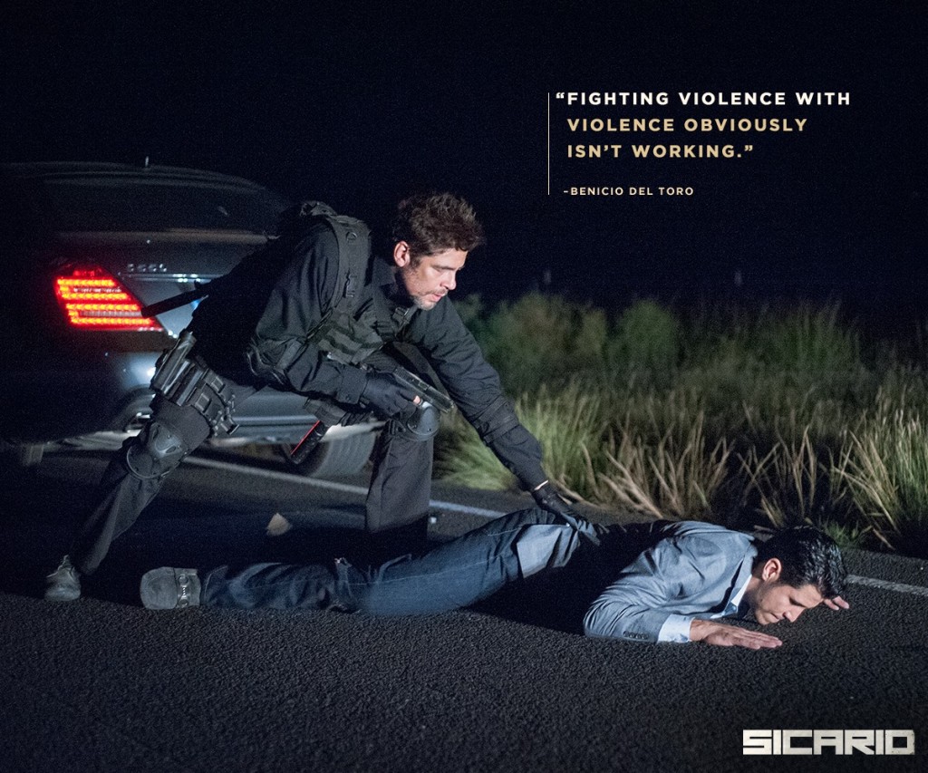 Benicio del Toro and Bernardo Saracino in Sicario. Photo courtesy of Lionsgate Films.