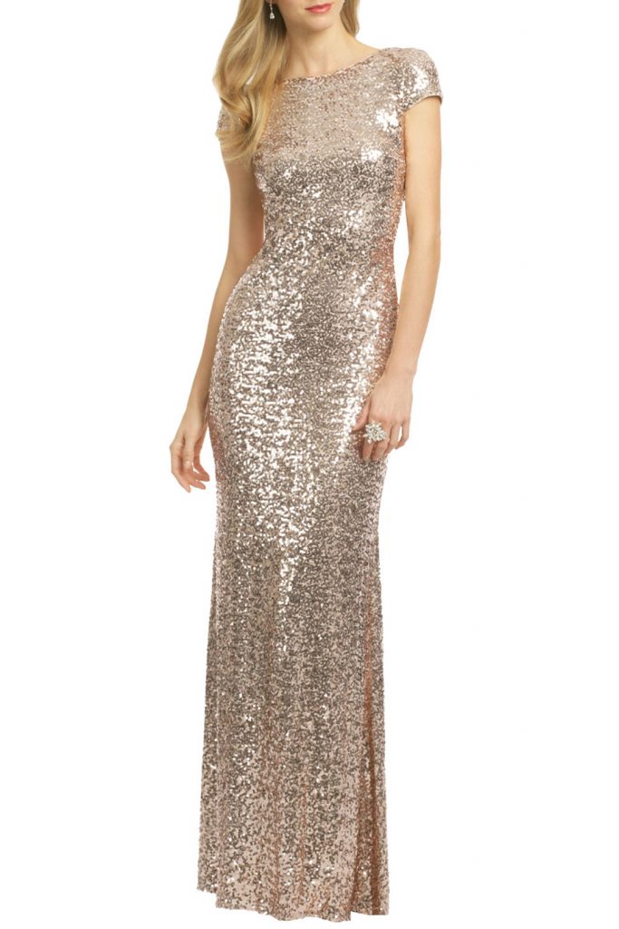 rent the runway gold dress