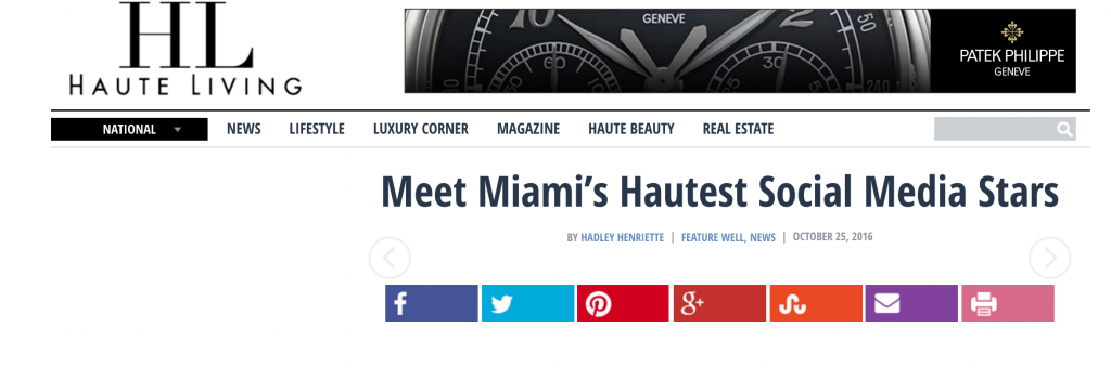 Loren Ridinger One of Haute Living Miami Hautest Social Media Stars