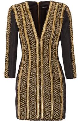 demi lovato, kris jenner, balamin, balmain mini dress, loren ridinger, gold and black balmain dress